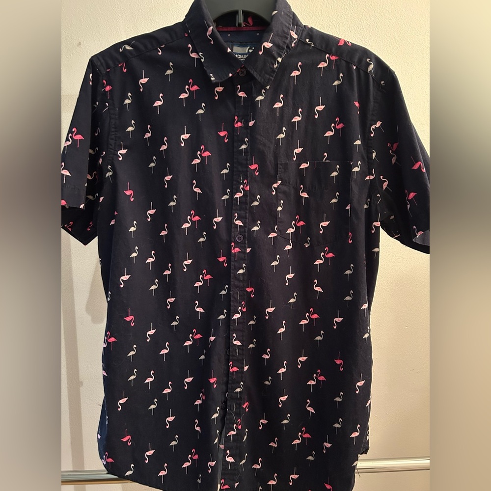Flamingo Print Black Shirt